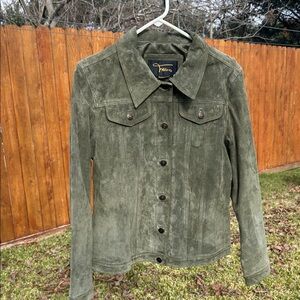 Stylish Olive Suede Jacket Size M